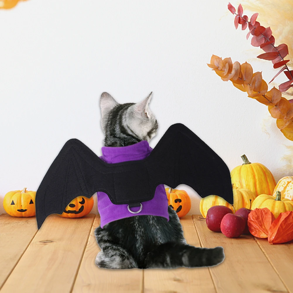 

Pet Clothes Bat Wings Cosplay Costume With Magic Sticker Design Adjustable Size Felt Fabric Birthday Party Supplies