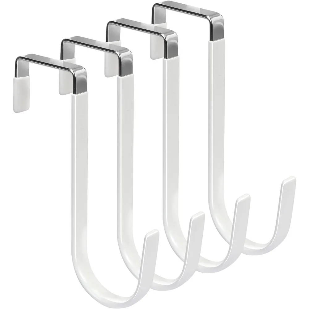 Over Door Hooks Hangers Rubber Prevent Scratches Heavy Duty Organizer Bedroom Hanging Clothes Storage Holder 4 Pack