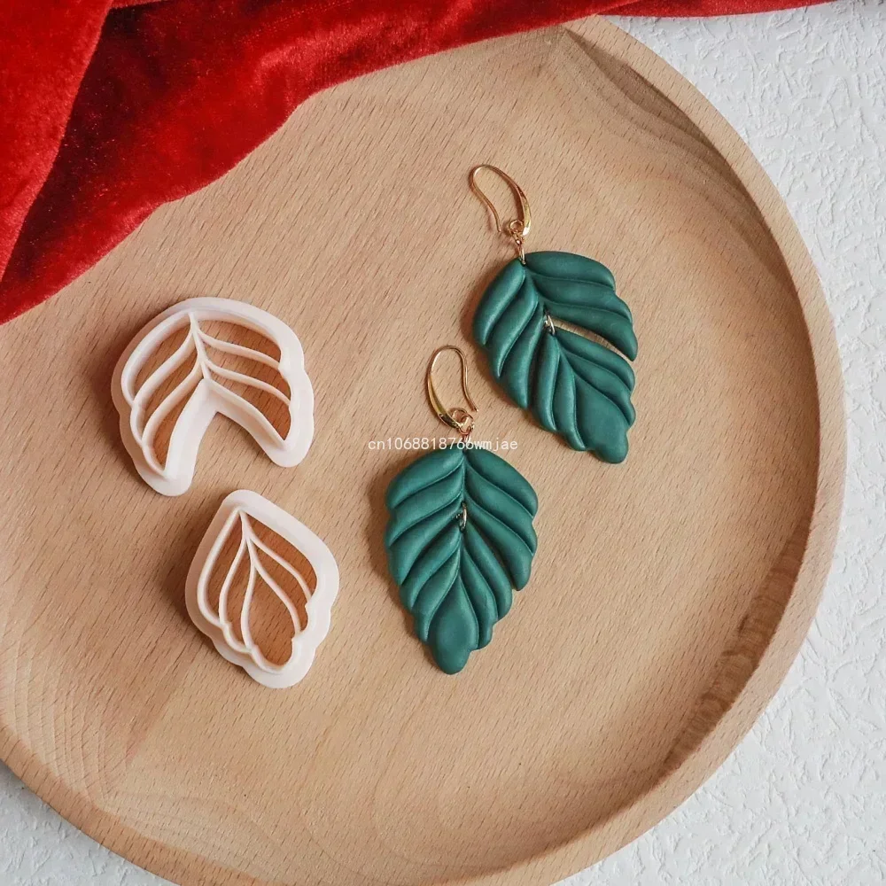 Leaves Shape Polymer Clay Earring Cutters Green Plant Flowers Dangle Clay Embossing Moulds for Handmade Jewelry Pendant Making polymer clay cutter silicone mold