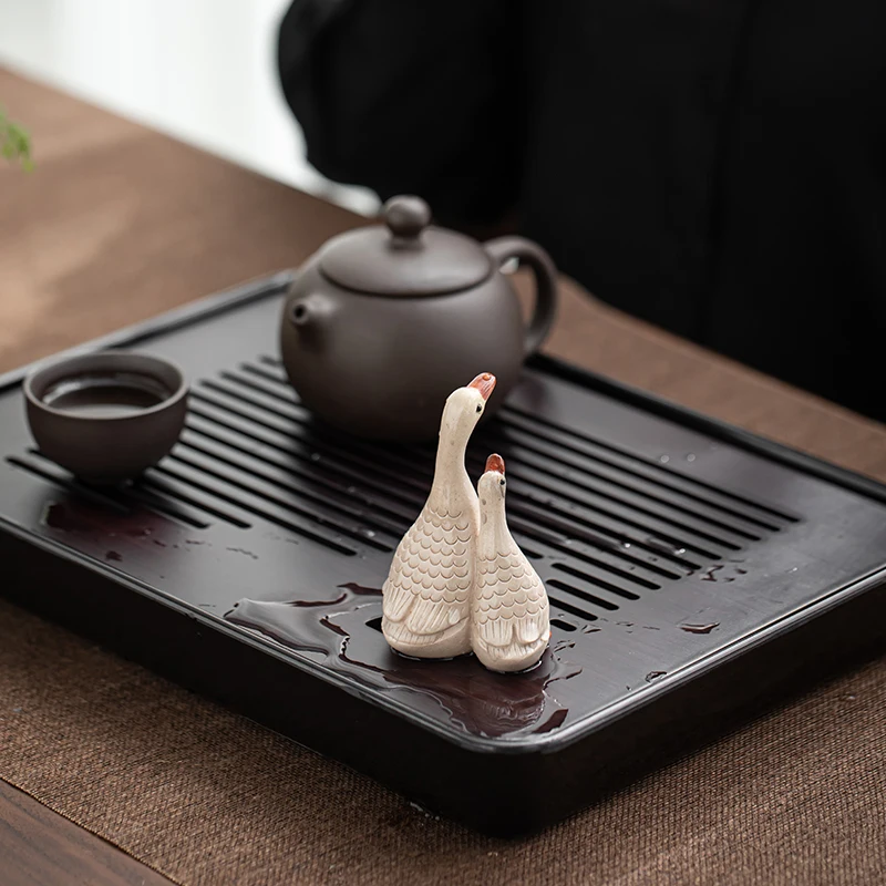 컬러풀 스완 티 펫 오너먼트 프리미엄 펀 티 플레이 창의적인 개성 티 트레이 장식 디스플레이 퍼플 샌드 클레이