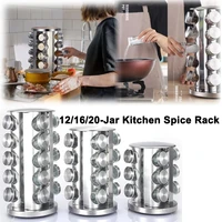 New Style Rotating Tray Spice Rack with Round Bottle 430 Stainless Steel Kitchen Organizer Pantry Cabinet For Seasoning Storage 1