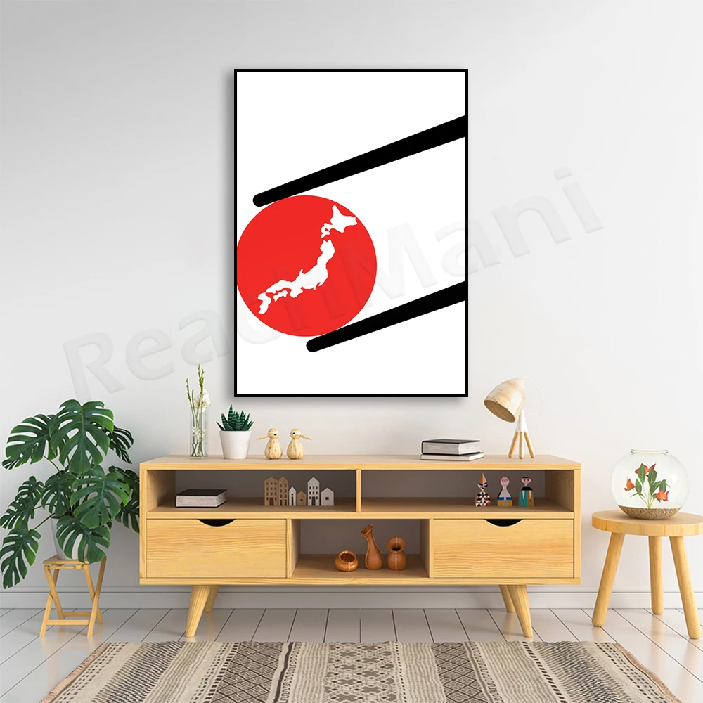 Semplice Poster Giapponese, Mappa Giapponese, Arte Giapponese, Stampa Asiatica, Bastone Per Sushi, Cibo Tradizionale Giapponese, Bandiera Giapponese