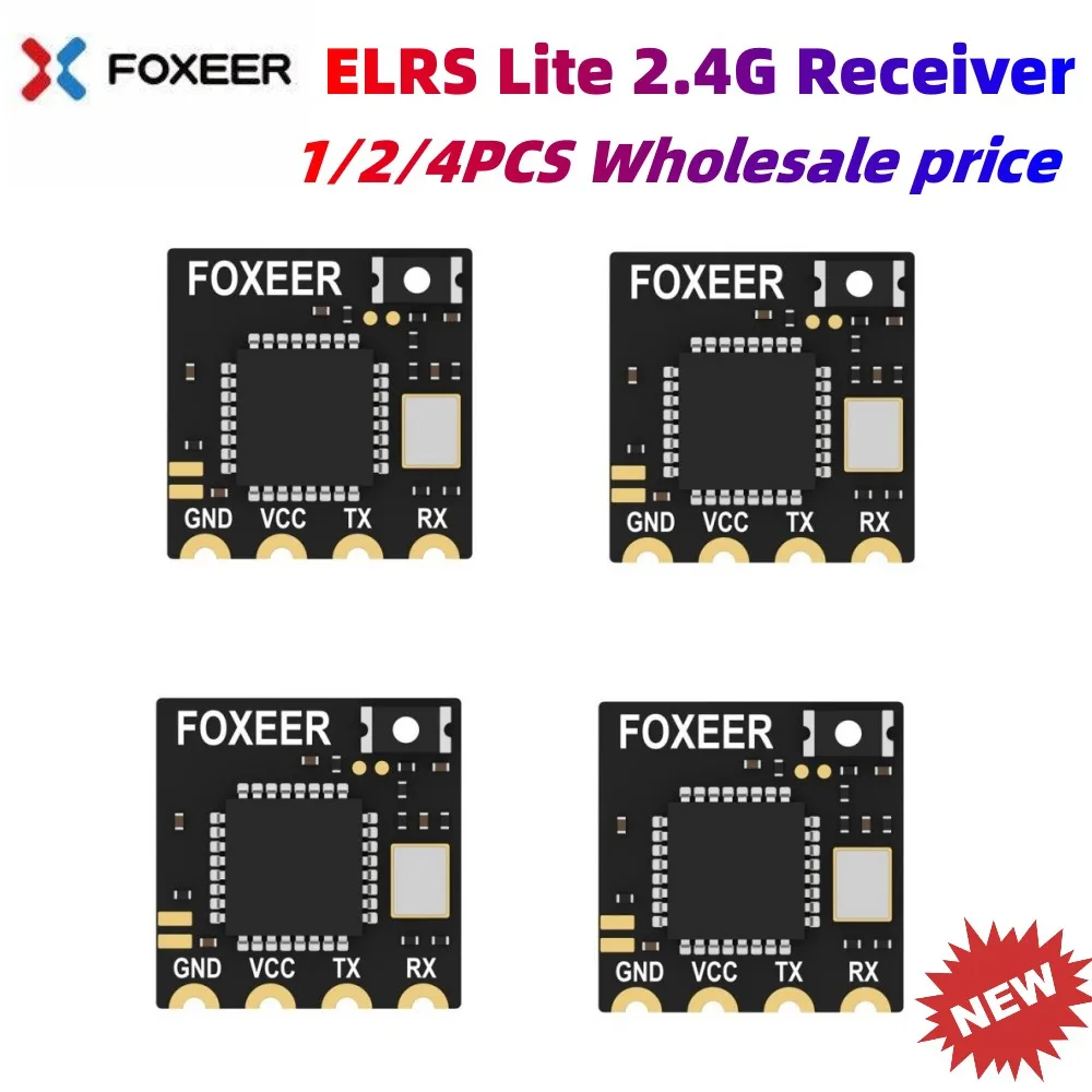 

Приемник Foxeer ELRS Lite 2,4G, встроенная керамическая антенна со светодиодным индикатором для дрона дальнего радиуса действия ELRS 2,4G TX FPV, 1/2/4 шт.