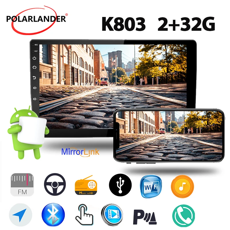 

Car Radio Bluetooth Function WIFI Wireless Carplay GPS MP5 Player Touch Screen 10 Inch 2 Din 2+32GB Android 8.1