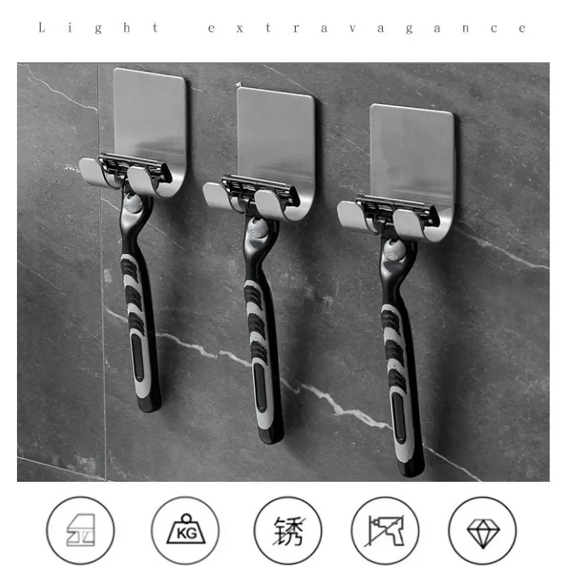 Razor Holder 1/2pcs Storage Rack Shelf Stainless Steel Razor Holder Wall Bathroom Hair Dryer Shaving Razor Stand Organizer Hanger Hooks