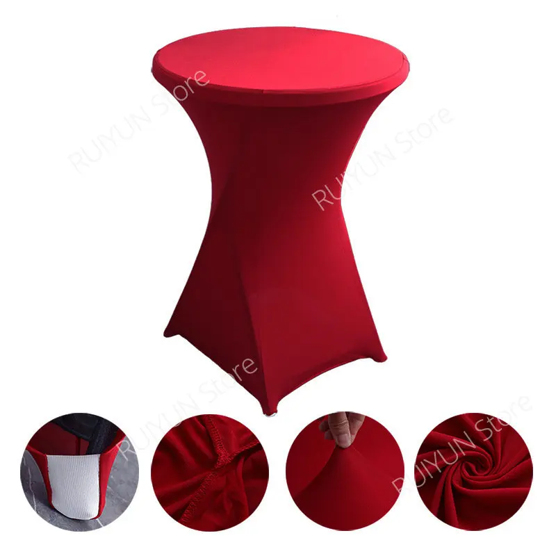 60/80cm Diameter Stretch Round Tablecloth Cocktail Table Cover Spandex Bar Table Cloth Hotel Wedding Party Cover Decor
