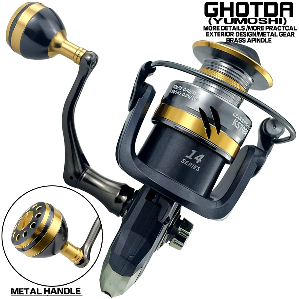 

Ultralight Surfing Spinning Fishing Reel 2000-7000 CNC Aluminum Spool 12KG Max Drag 5.2:1 High Speed Gear Ratio Fresh/Saltwater