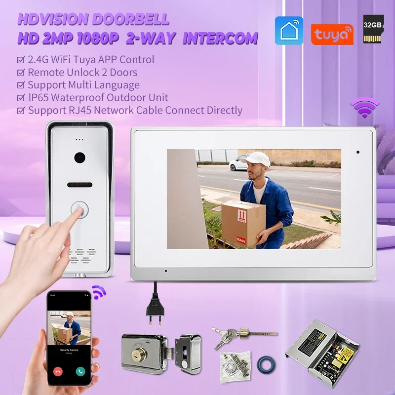 

Видеодомофон Tuya 7 Inch Smartphone Video Intercom System Video Door Phone Tuya IP Intercom