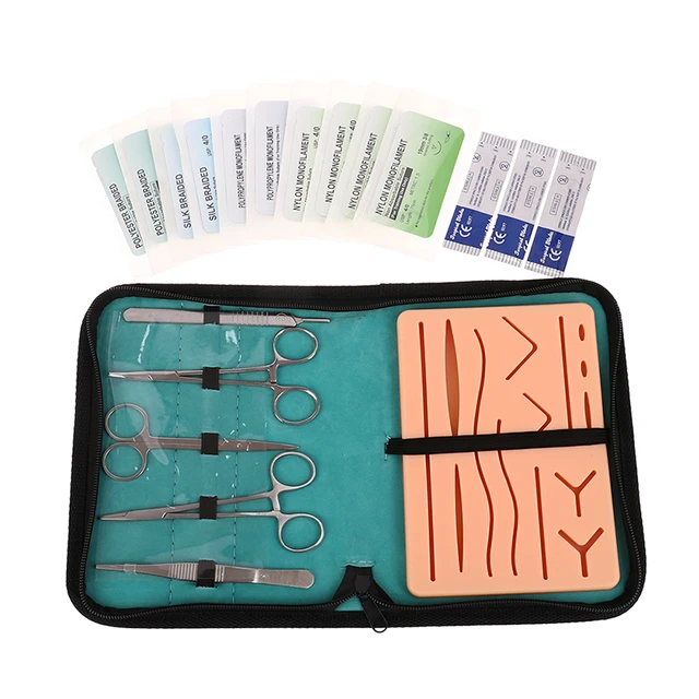 Kit complet de pratique de la suture avec coussinet cutané pour étudiants  en médecine