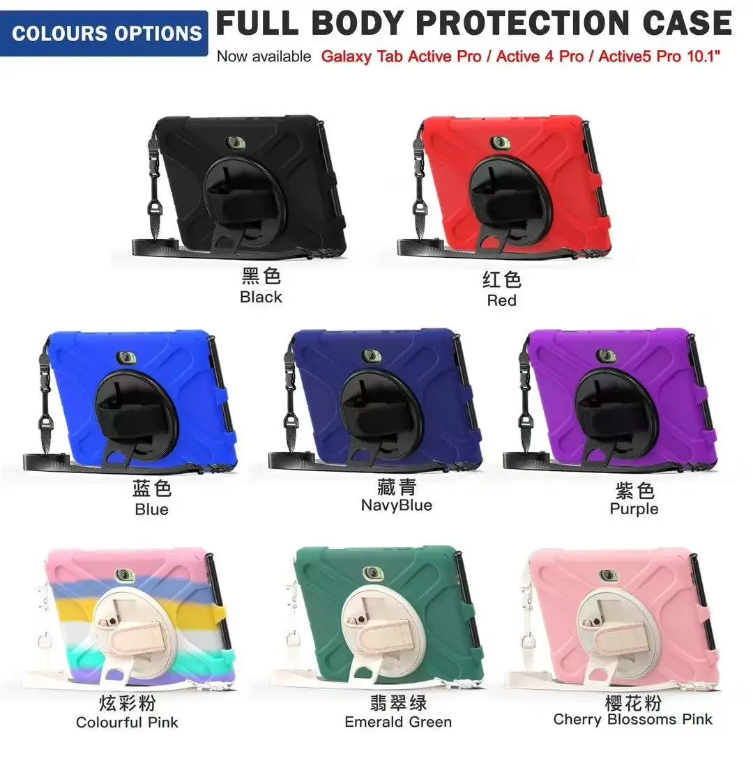 Enhanced Rugged Tablet Case with 360-Degree Rotating Stand and Silicone Shell