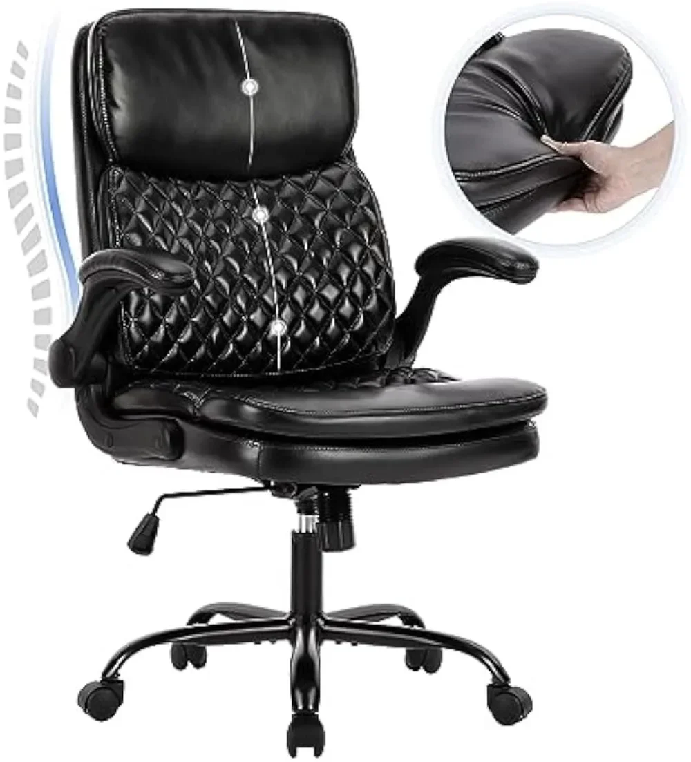 

Office Chair, Executive Computer Chair, Ergonomic Home Office Chair with Padded Flip-up Arm, Adjustable Height and Tilt, Thick