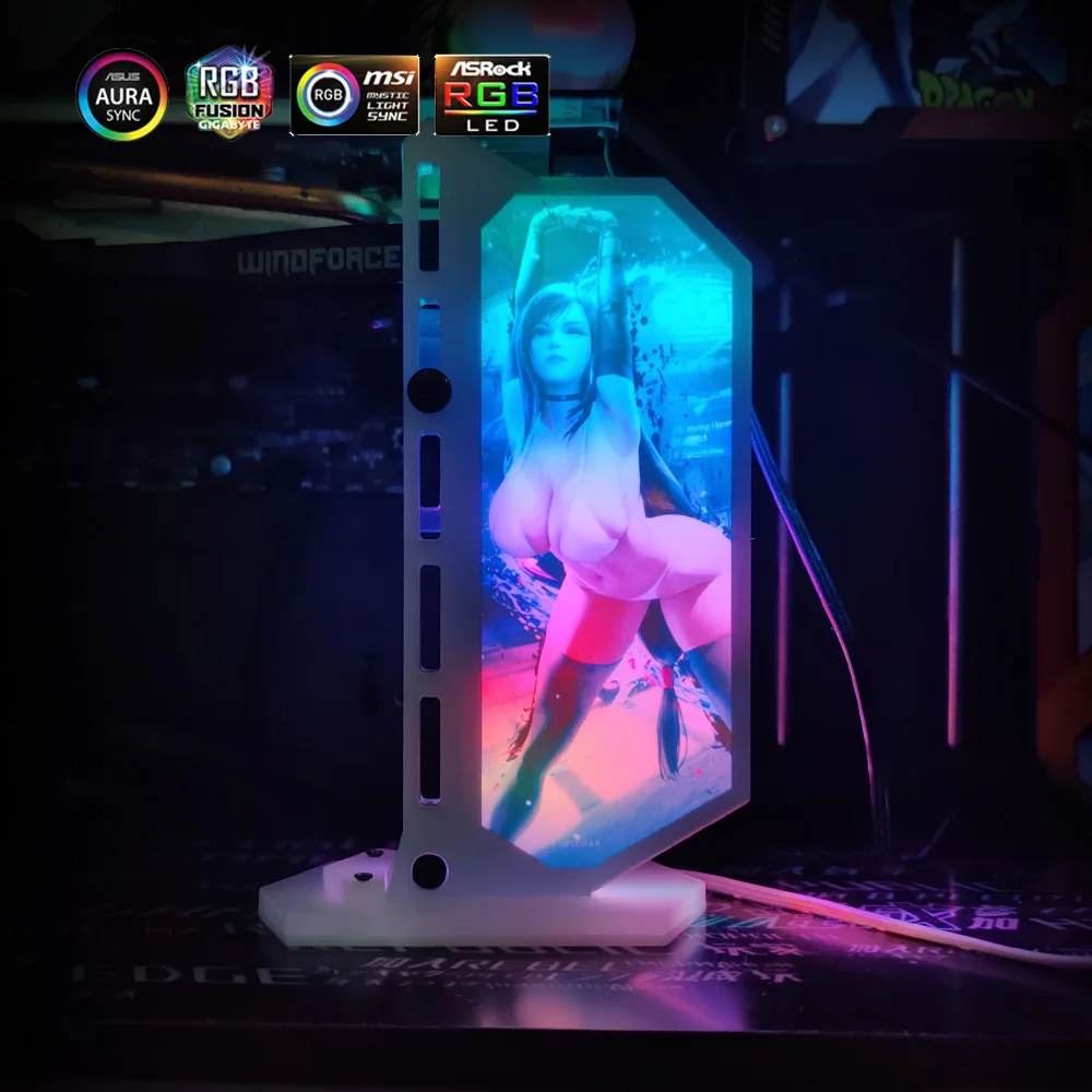 White GPU Bracket RGB VGA Stand Video Card Support ASUS ROG Vertical 12V/5V Gamers MOD PC RTX4090 Blanc Holder DIY
