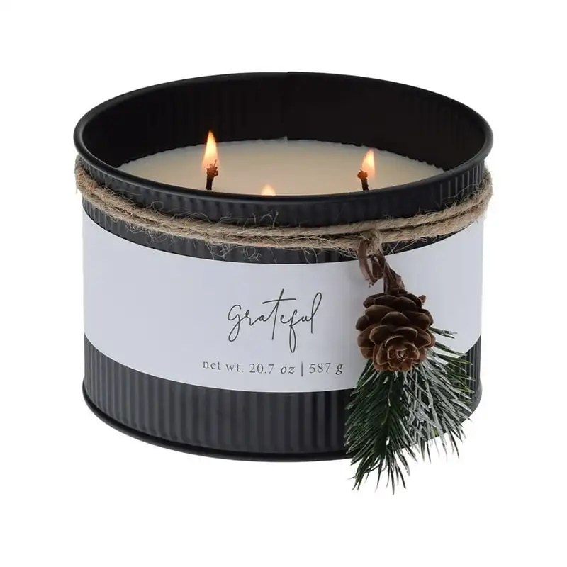 

Pumpkin & Chai Scented 3-Wick Tin 'Grateful' Jar Candle
