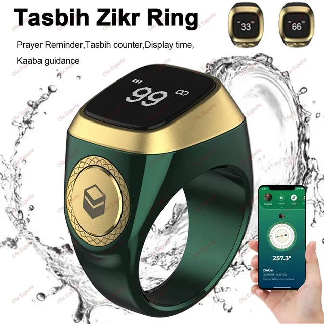 Iqibla Smart Tasbih Tally Counter for Muslims Zikr Ring Digital Tasbeeh 5 Prayer Time Vibration Reminder Waterproof Qibla Subhah 1