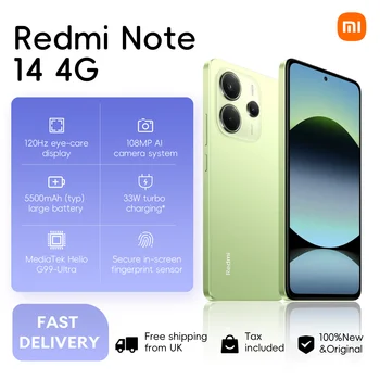 Xiaomi Redmi Note 14 4G 6+128GB 6.67" AMOLED Display 108MP Main AI Camera Helio G99-Ultra 120Hz 5500mAh 33W Turbo Charging NFC