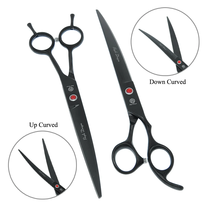 8 inch Purple Dragon Pet Grooming Scissors Set with Comb Animal Straight Curved Cutting Thinning Shears Dog Hair Trimmer B0044B