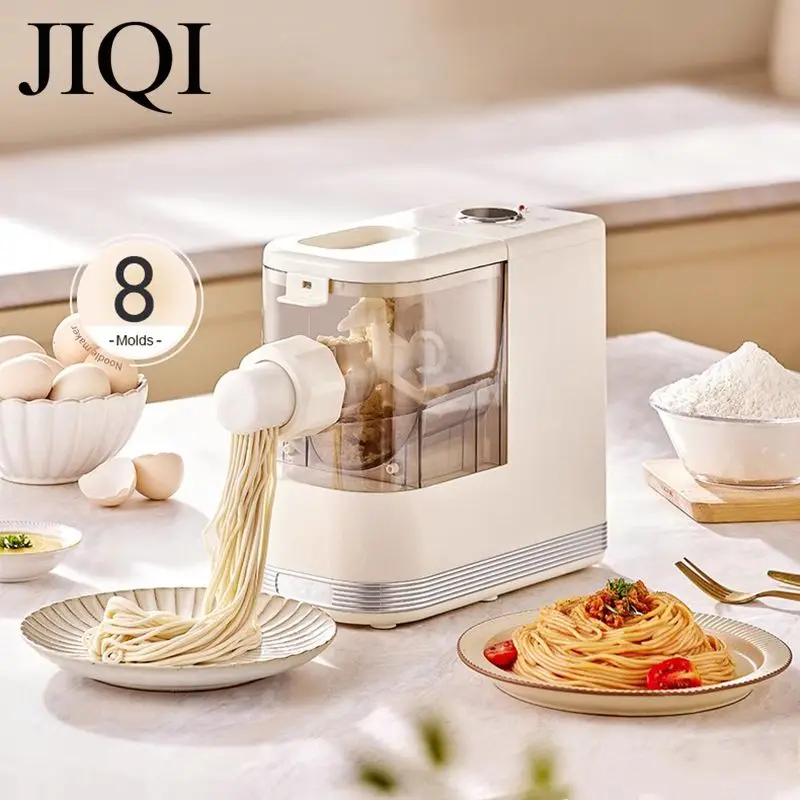 JIQI Automatic Noodles Maker Dough Kneading Pasta machine Chinese Dumpling Skin maker Ramen Pressing with 8 Mold Desktop Blender