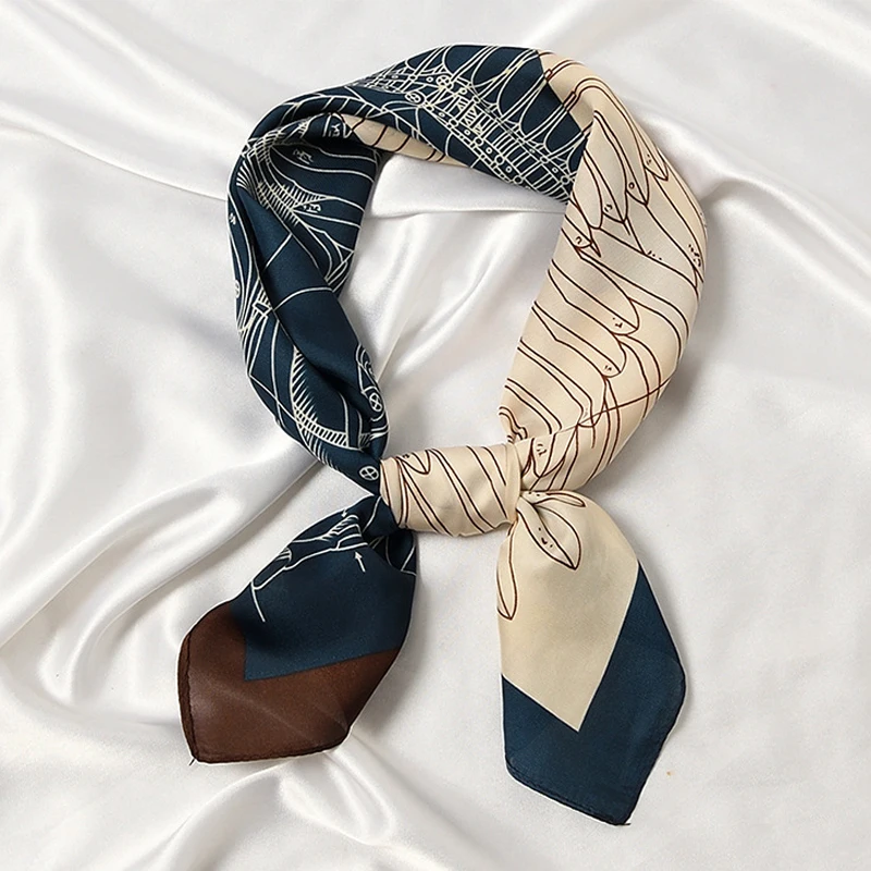 

MoriBty 70cm Women Silk Square Scarf Luxury Design Print New In Spring-Autumn Hijab Bandanas Foulard Femme Hair Ribbon Bag Wraps