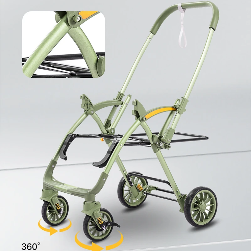 Bi-directional High Landscape Baby Stroller Can Sit or Lie Down Four Wheel Shock Absorber Lightweight Foldable Handcart baby stroller