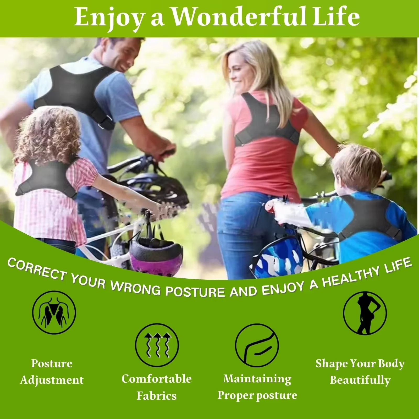 Adjustable Back and Neck Posture Corrector Support Belt