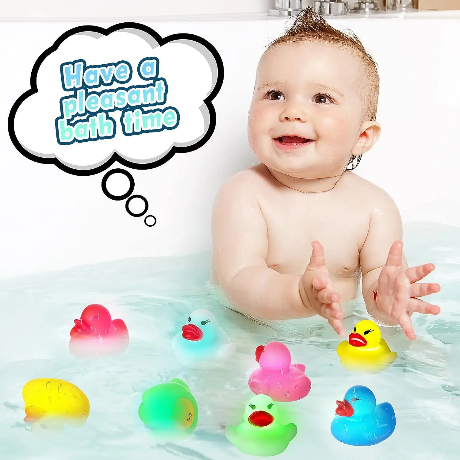 24 Pcs LED Sensor Luminous Duck Light Up Rubber Ducks Glow in The Dark Mini Flashing Ducks Glow Bath Toys Flashing Rubber Ducks 5