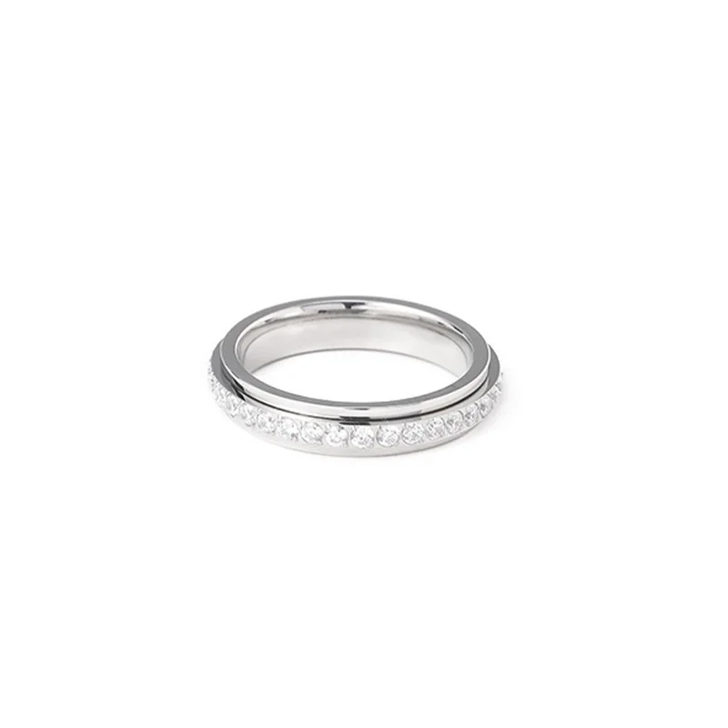 CARLIDANA Gold Plated Zircon Titanium Steel Spinning Fidget Ring