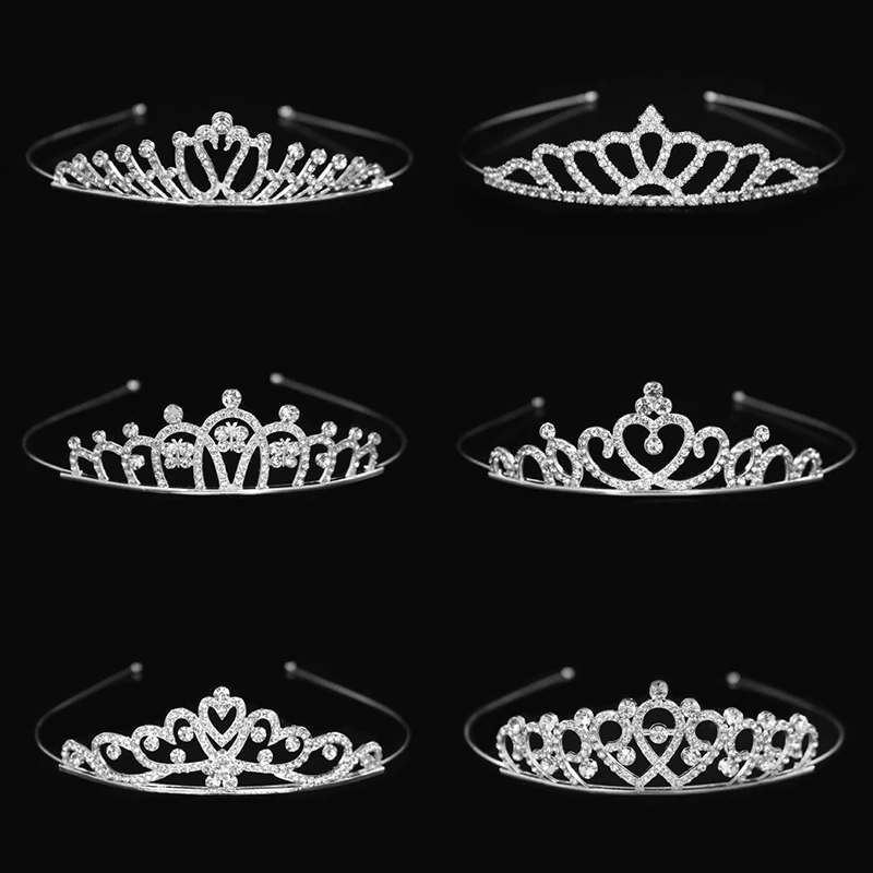 아름다운 귀여운 아이 공주 티아라 및 크라운 크리스탈 머리띠, 신부 크라운, 웨딩 파티 헤어 액세서리, 소녀 패션 주얼리