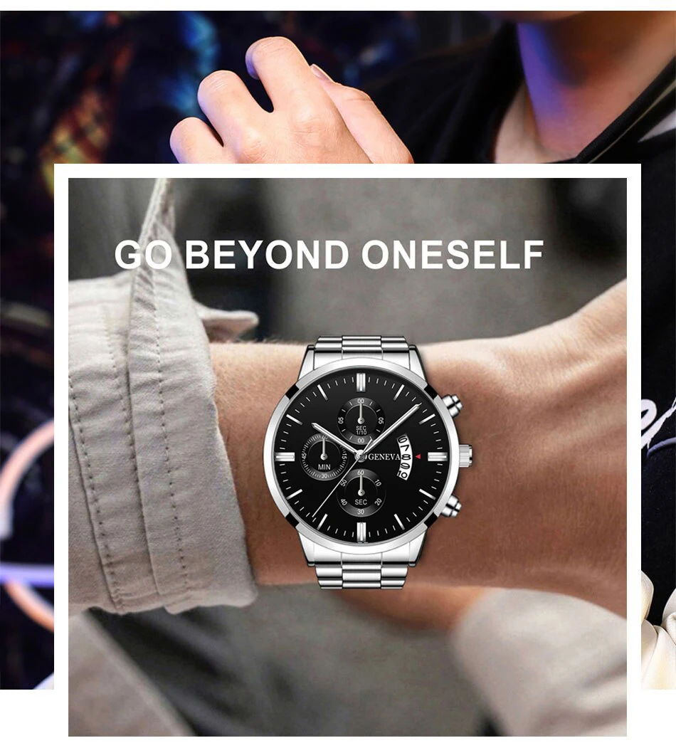 Mode herren edelstahl uhr luxus kalender quarz armbanduhr business uhren mann uhr männliche armband armbanduhr – Detail 4