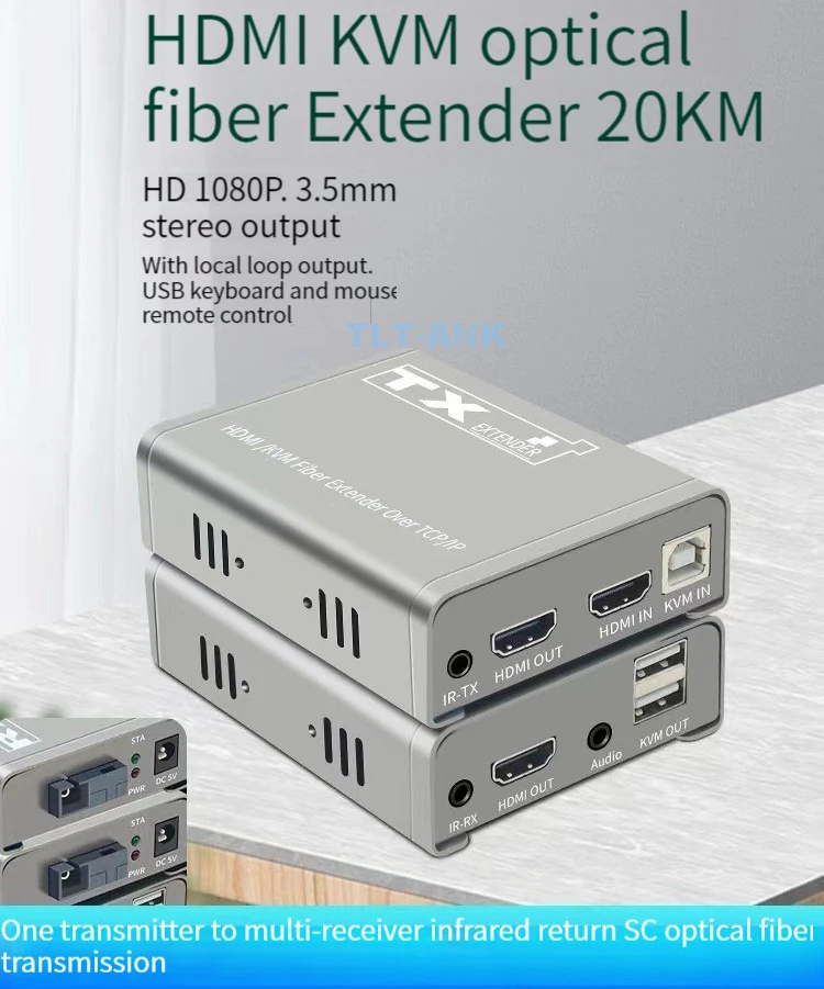 20Km HDMI KVM Extender Over Optic fiber HDMI USB KVM extender Transmitter  Receiver Audio Video Converter Fit USB Keyboard Mouse AliExpress