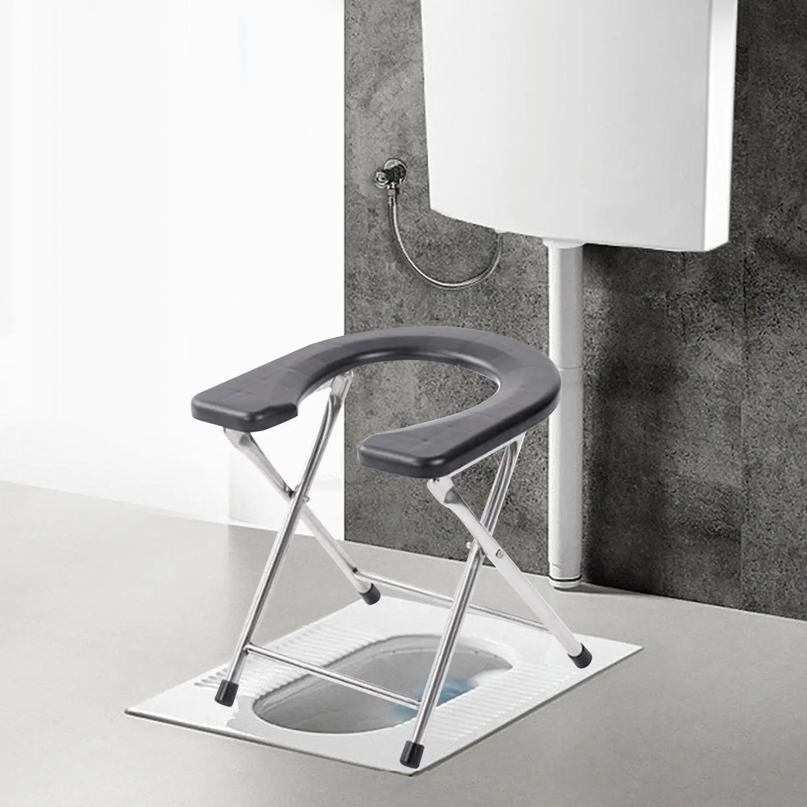 Foldable Toilet Seat Anti Slip Pad under The Stool Leg Easy to Wash Toilet Chair Seat Commodes Chair for Bathroom Adults Seniors 3