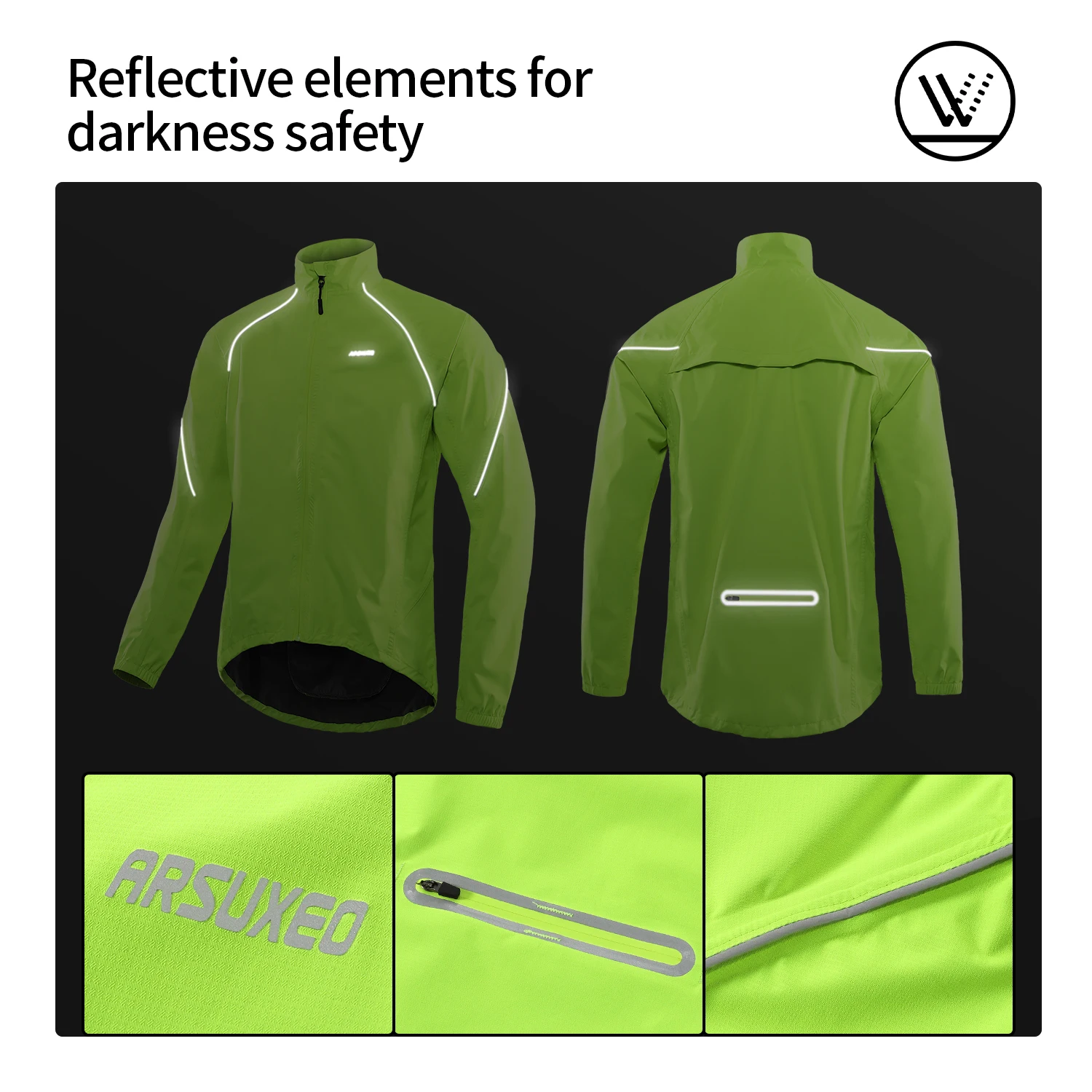 Mens Cycling Windbreaker Jackets Bicycle Raincoat Waterproof Motorcycle Clothing Outerwear Bike Jersey ARSUXEO