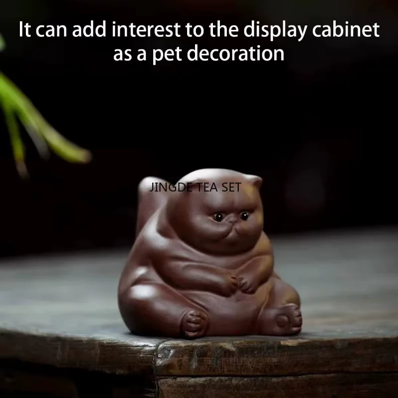 1pcs Cute resin Tea Pet Angry Cat Statue Kung Fu Tea Pet Gift Tea Table Small Ornament Desktop decoration accessories
