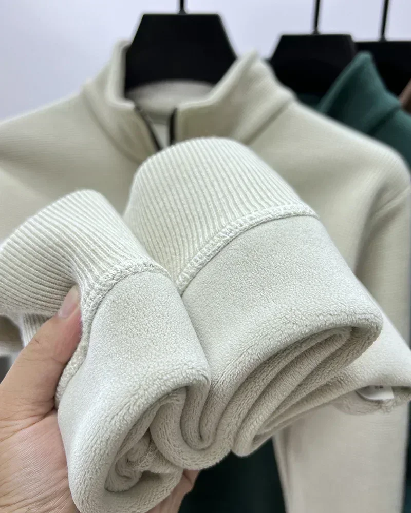 Men's Clothing Turtleneck Sweater Fashion Men's Knitwear Solid Color Chunky Half Zipper Thickening Sweater Luxury Warm Sweater 6