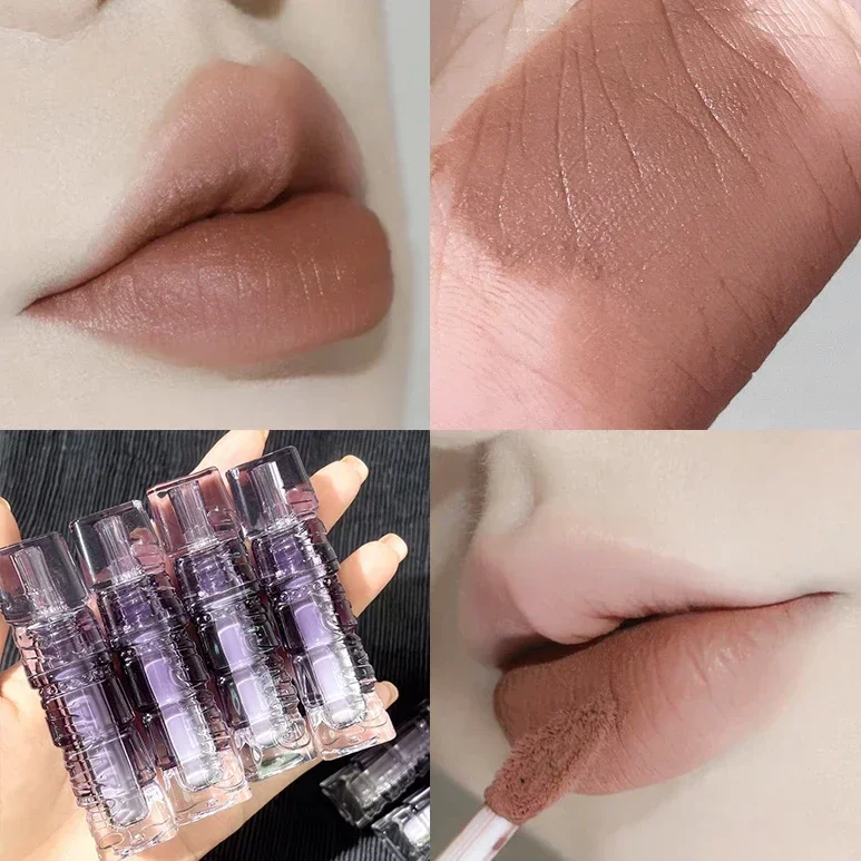 Dark Brown Matte Velvet Lip Gloss Waterproof Liquid Lipstick Nude Lip Tint Mud 6 Colors Glaze Long Lasting Cosmetics Makeup lip makeup,lip glaze,lip tint,lip gloss