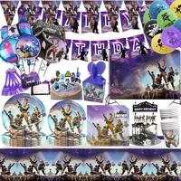 Boys Favor Game Birthday Backdrop Decoration Kids Fortnitions Baby Shower Balloons Paper Tableware Cartoon Alpaca Party Supplies 1