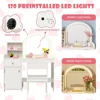 Kids Vanity, Princess Makeup Desk and Chair Set with Lights Mirror Drawer Storage Shelves, Vanity Set for Toddler Girls 4