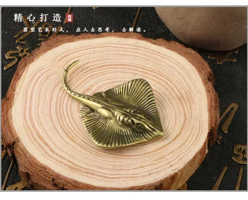 Messing Teufel Fisch kleine Verzierung Ozean Manta Ray Tier Tee Haustier Home Schreibtisch dekorative Dekorationen Kupfer Figuren Sammlung – Detail 1