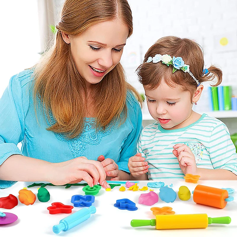 Puzzle Play Dough Tool Kit For Kids Number Letters Symbols Cutters Dough Rollers Clay Playdough Accessories Preschool DIY Toys 2