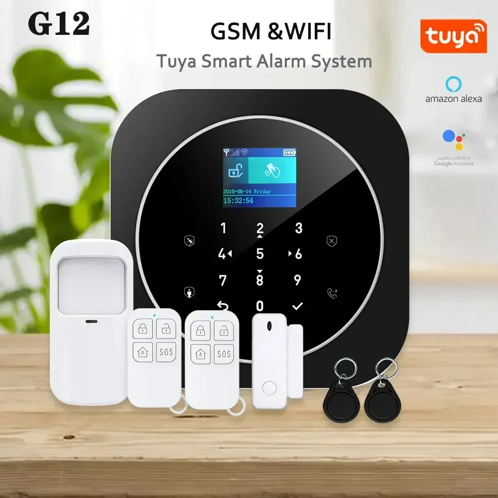 

Tuya WiFi GSM Home Security Protection Smart Alarm System LCD Screen Burglar Kit APP Remote Control Arm+smoke Alarm