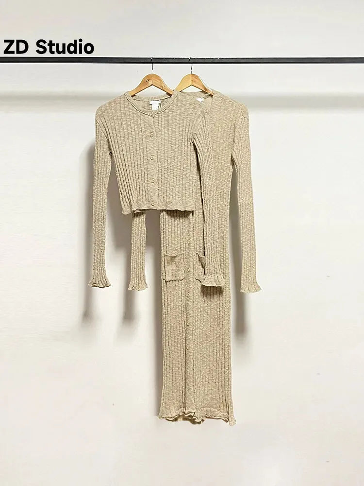 

[ZD Studio] Niche Design 2023 Early Autumn New Lazy Linen Cotton Slim Knit Long Style Air Conditioning Cardigan Top