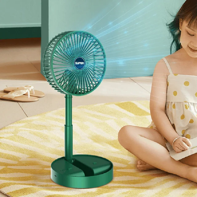 Ventilatore pieghevole portatile Mini ventilatore da supporto Altezza regolabile Ventilatore da tavolo muto Ventilatore di circolazione dell'aria Ventilatore da pavimento Regolazione a 3 velocità 5