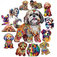 Dog Series Wooden Jigsaw Puzzles Art Unique Animal Shaped Puzzle Diy Leisure Game for Adults Kids Family Home Decor 1