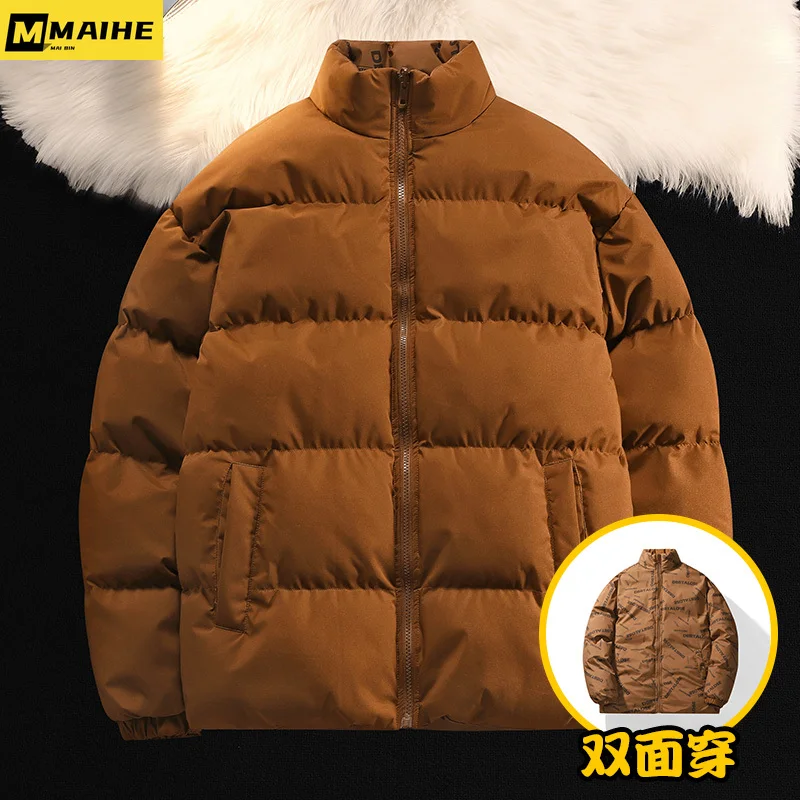 Preppy Winter Jacket Men Reversible Parkas Thicken Warm Coat Mens Streetwear Jackets Parka Women Fashion Outwear Coats Oversize