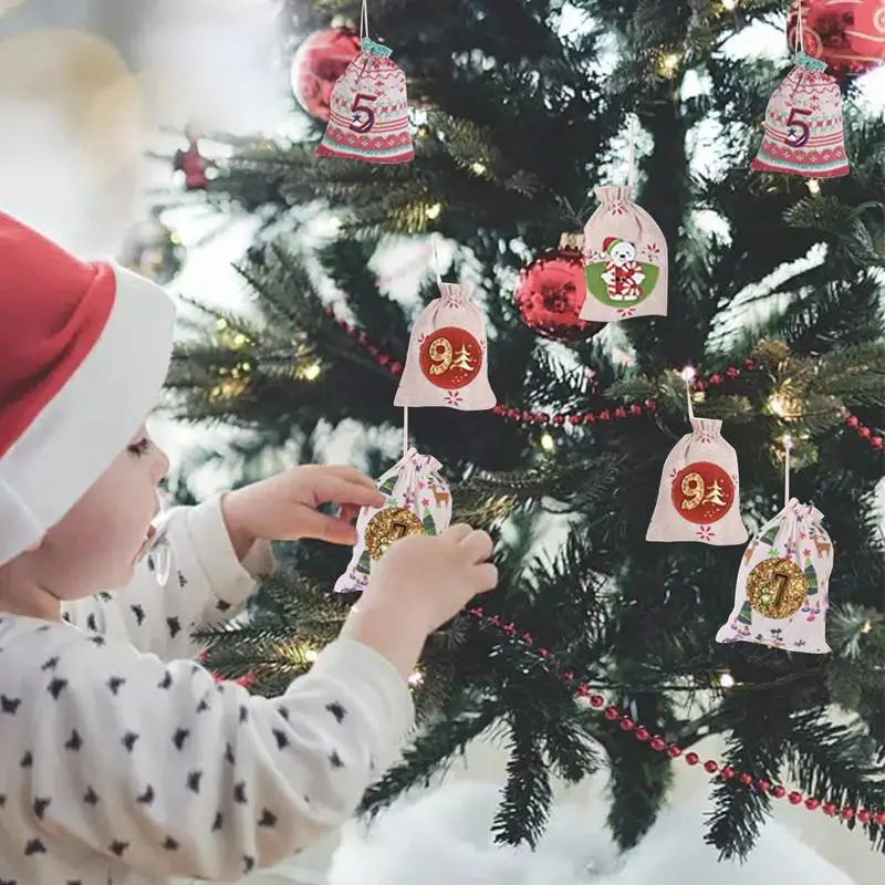 

Christmas Countdown Calendar Bag Drawstring Gift Pouch