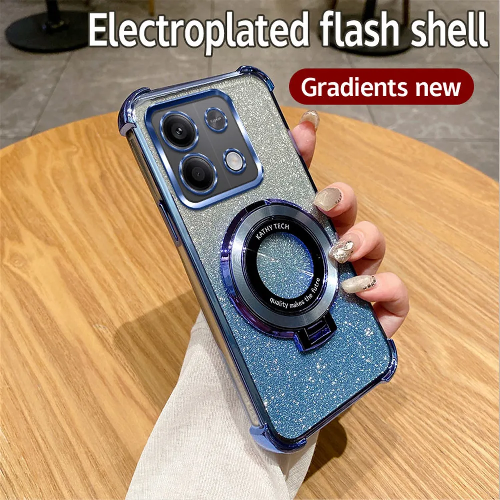 Shockproof Gradient Glitter Stand Phone Case with Bracket