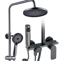 Shower Head Set Gunmetal Brass Bathroom Pressure Booster Starry Sky Bathing Spray 1