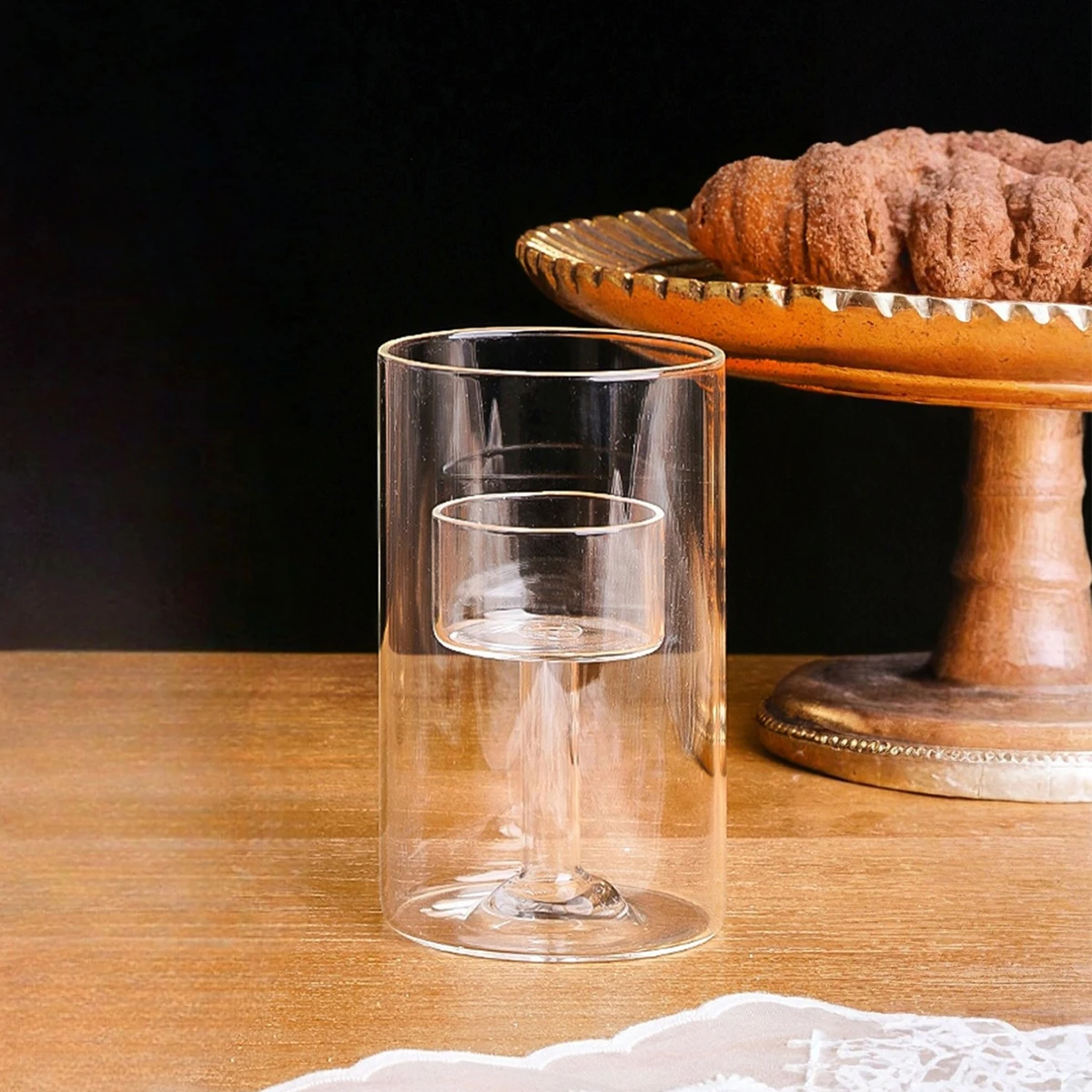 1PC, creative cylindrical transparent glass crystal candlestick, European-style candlelight dinner candlestick