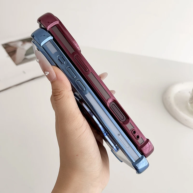 Magnetic Phone Case with Anti-Drop Lens Protection and Folding Bracket