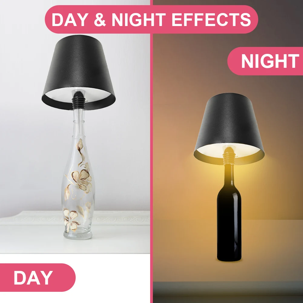 LED Table Lamp Rechargeable Stepless Dimming Metal Dimmable Bottle Lamp Portable Cordless Table Lamp for Family Restaurant & Bar