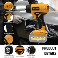 400W Cordless Heat Gun Handheld Electric Hot Air Gun Heat Shrink Wrapping Overload Protection for Dewalt 20V Battery(No Battery) 2
